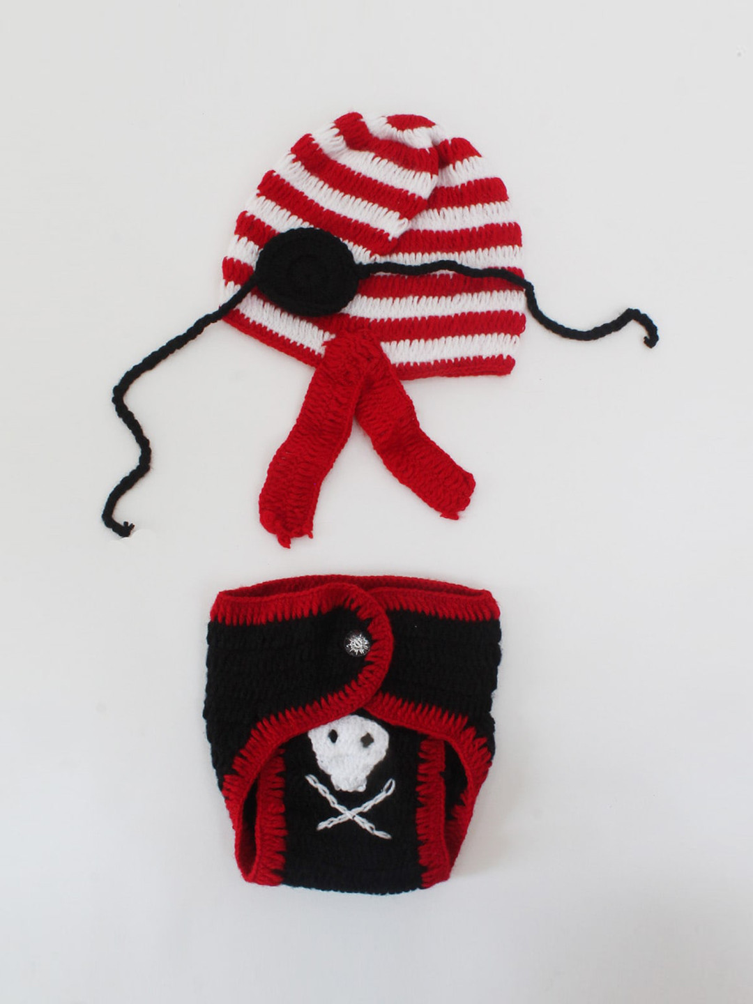 Woonie Infant Kids Black Pirate Featured Handmade Photo Prop Set