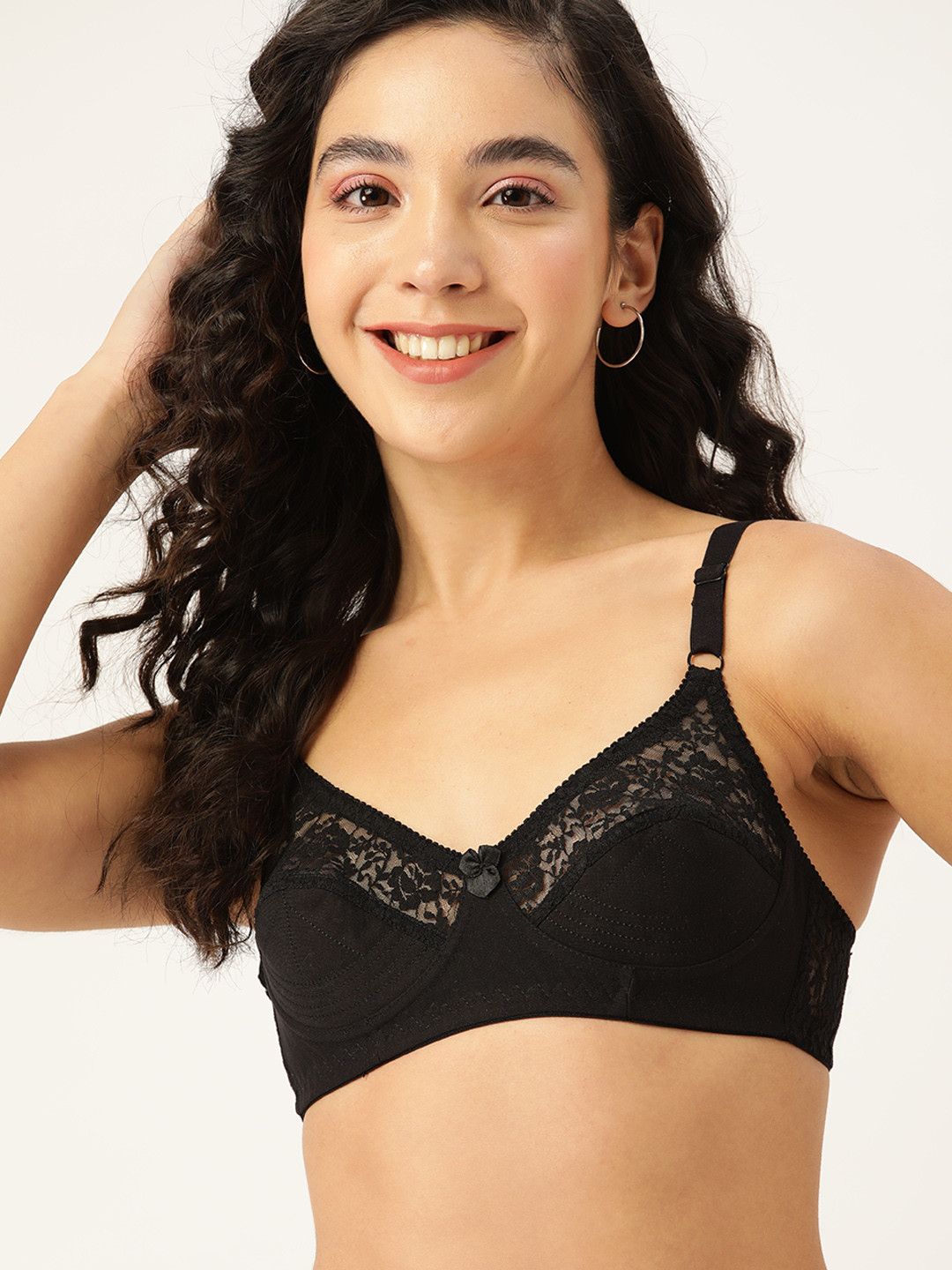DressBerry Black Floral Embroidered Lace Bra
