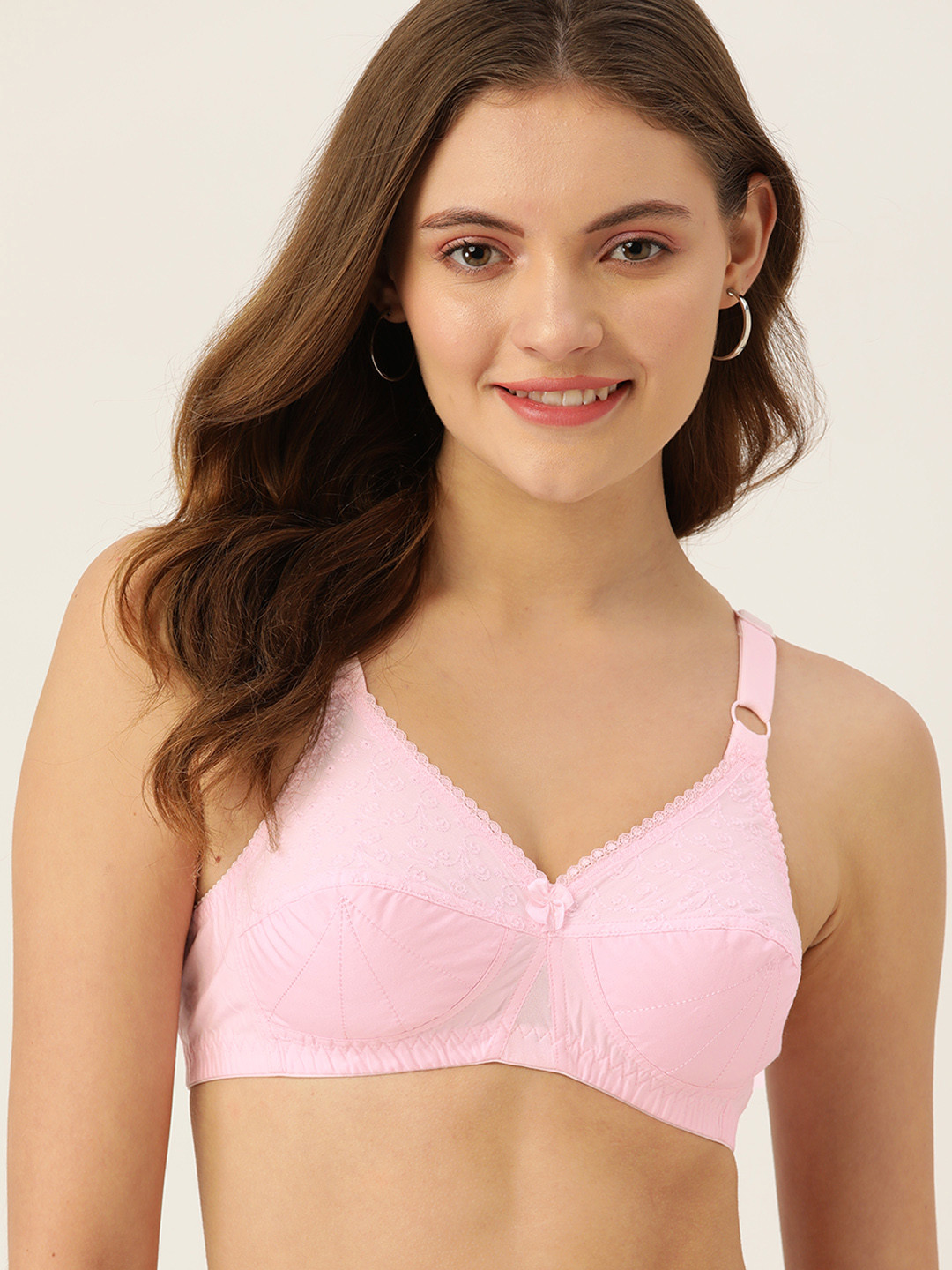 DressBerry Pink Floral Embroidered Bra
