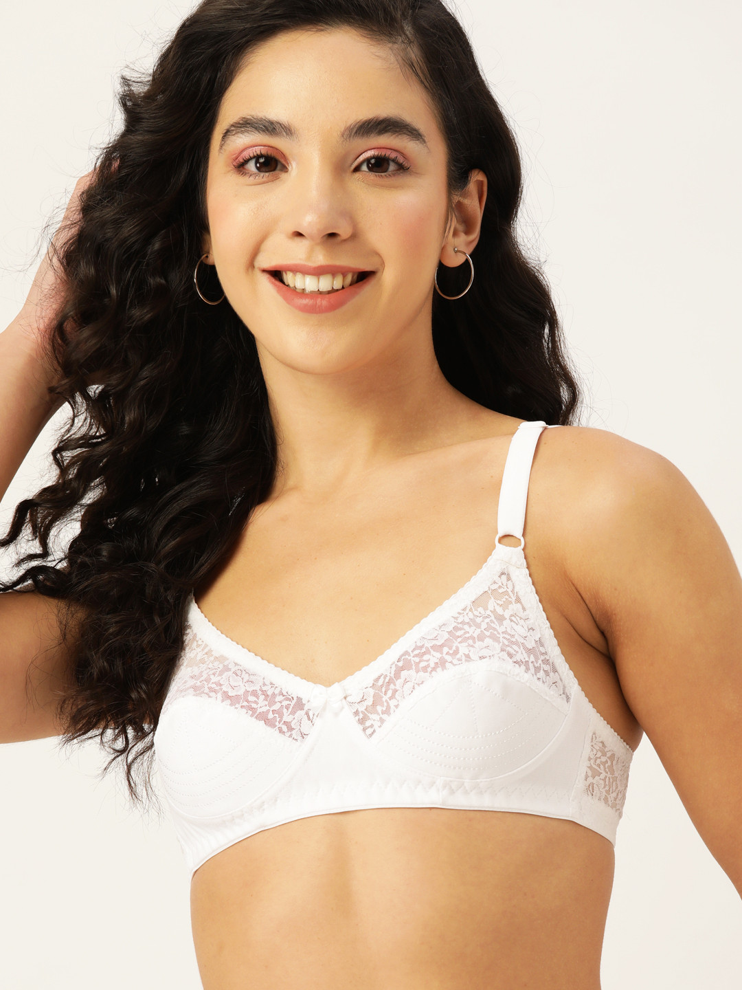 DressBerry White Floral Lace Bra