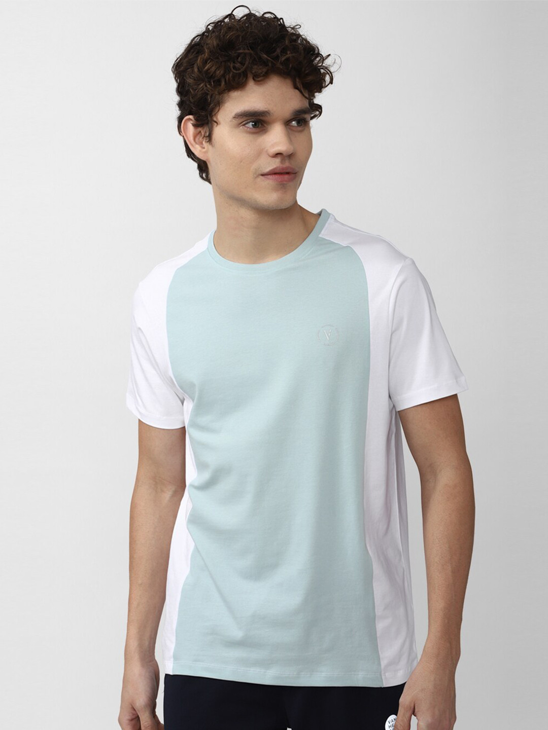 Van Heusen Flex Men Blue Raw Edge Slim Fit T-shirt