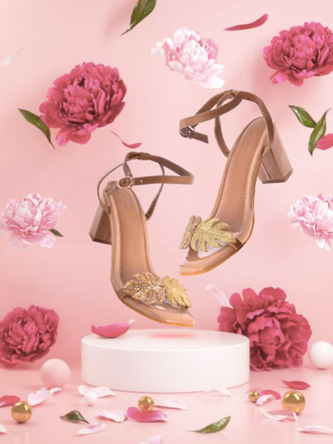 Sole House Nude-Coloured PU Block Heels