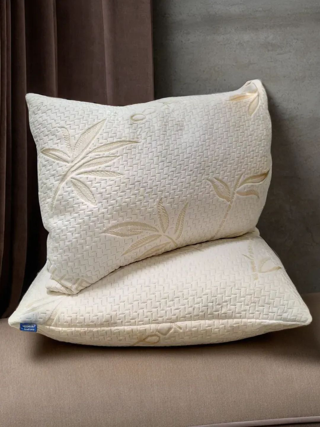 Sleepsia LT-S4UV-CKL x White Leaf Cotton Set of 2 Soft Memory Foam Sleep Pillow-71.1 x 43.2 x 0.01 cm