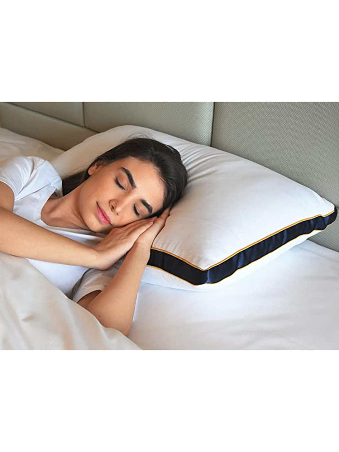Sleepsia Cloud_Pillow_1 White Solid Cotton Medium Fibre Sleep Pillow-54.2 x 34.5 x 19.8 cm