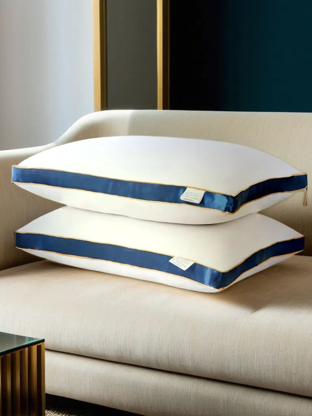 Sleepsia Cloud_Pillow_2 White Solid Cotton Set of 2 Medium Fibre Sleep Pillow-50.79 x 44.4 x 17.1 cm