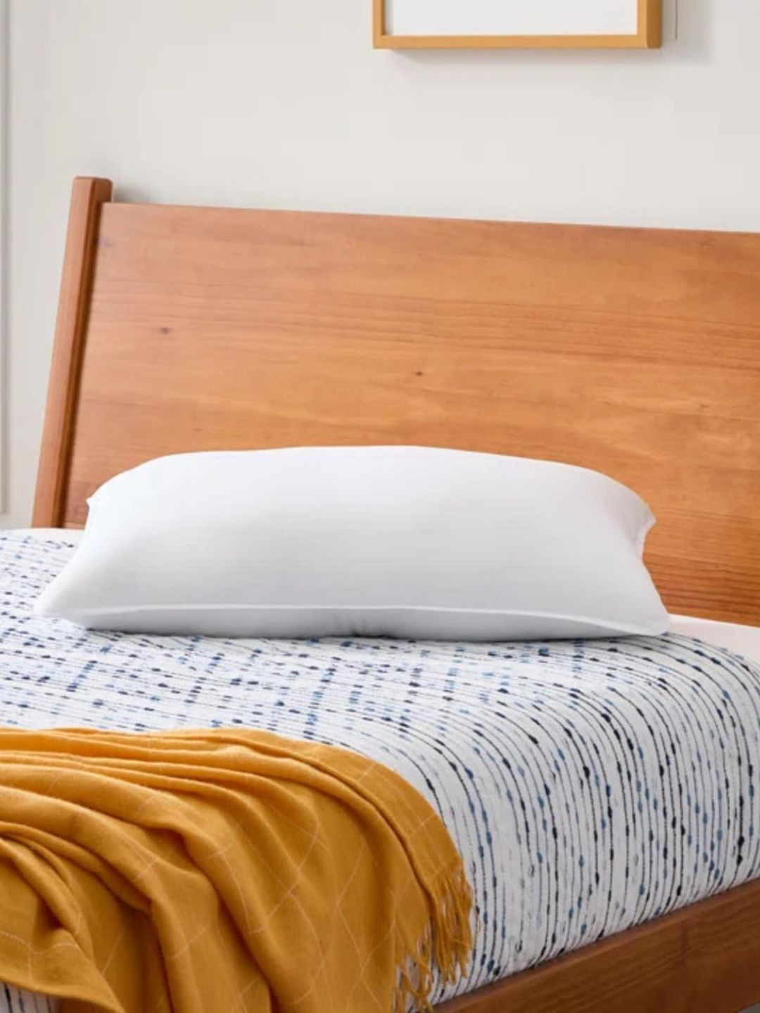 Sleepsia Fiber_Pillow_1 White Solid Cotton Breathable Medium Fibre Sleep Pillow-13 x 5 x 3 cm