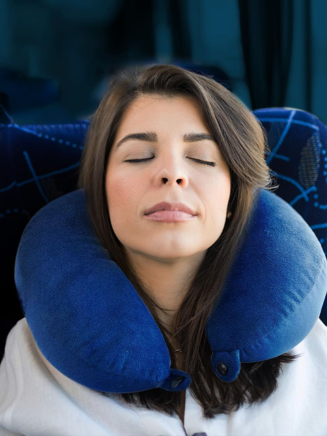 Sleepsia Travel_Raised Grey Solid Cotton Firm Memory Foam Travel Pillow-30.99 x 29.97 x 12.95 cm