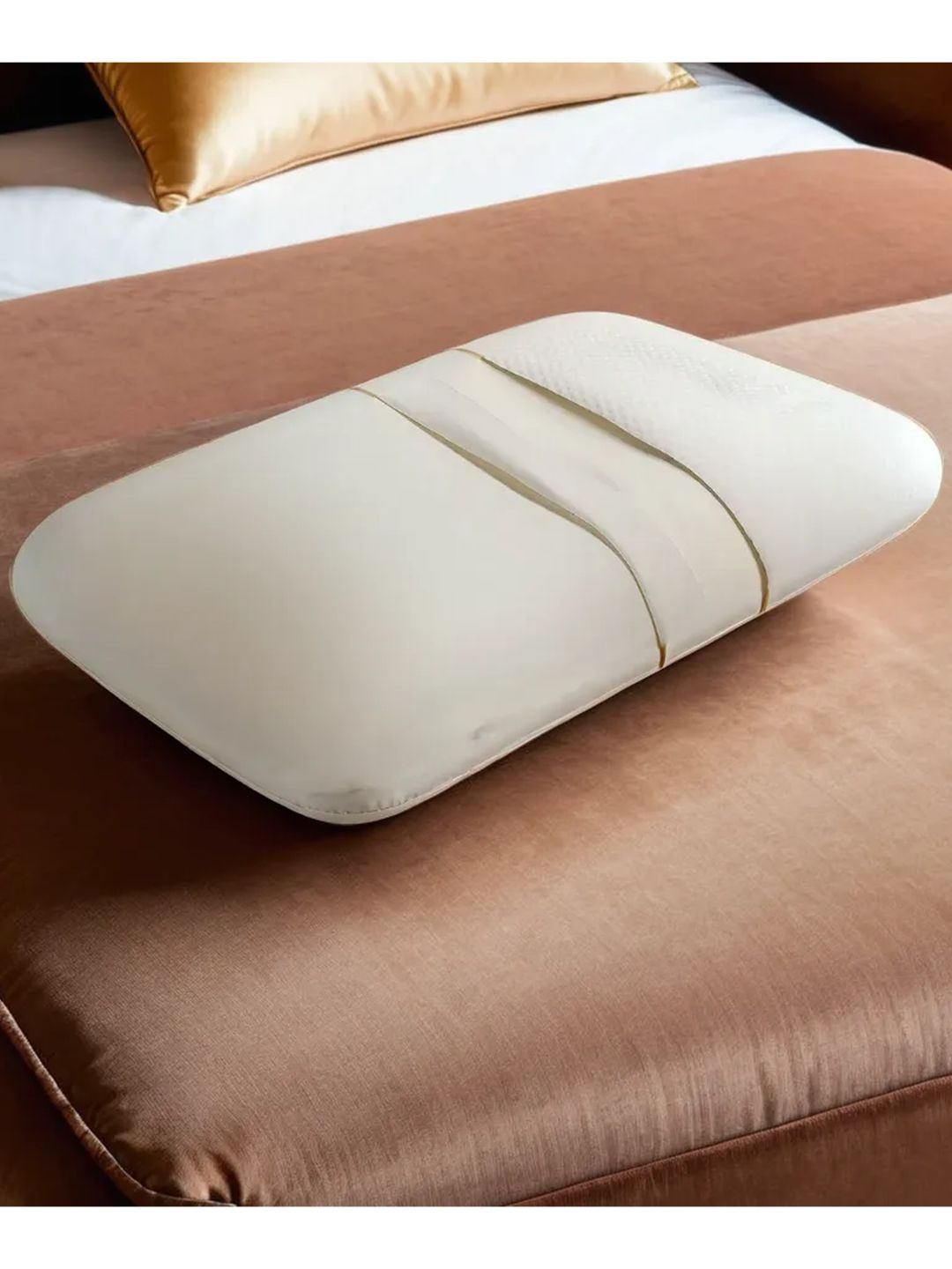 Sleepsia Non_Gel_Regualr_STD White Solid Cotton Medium Memory Foam Therapedic Pillow-31 x 11 x 11 cm