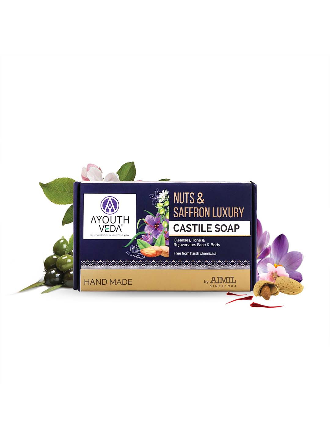 AYOUTHVEDA Brown Nuts And Saffron Luxury Castile Soap 110 gm