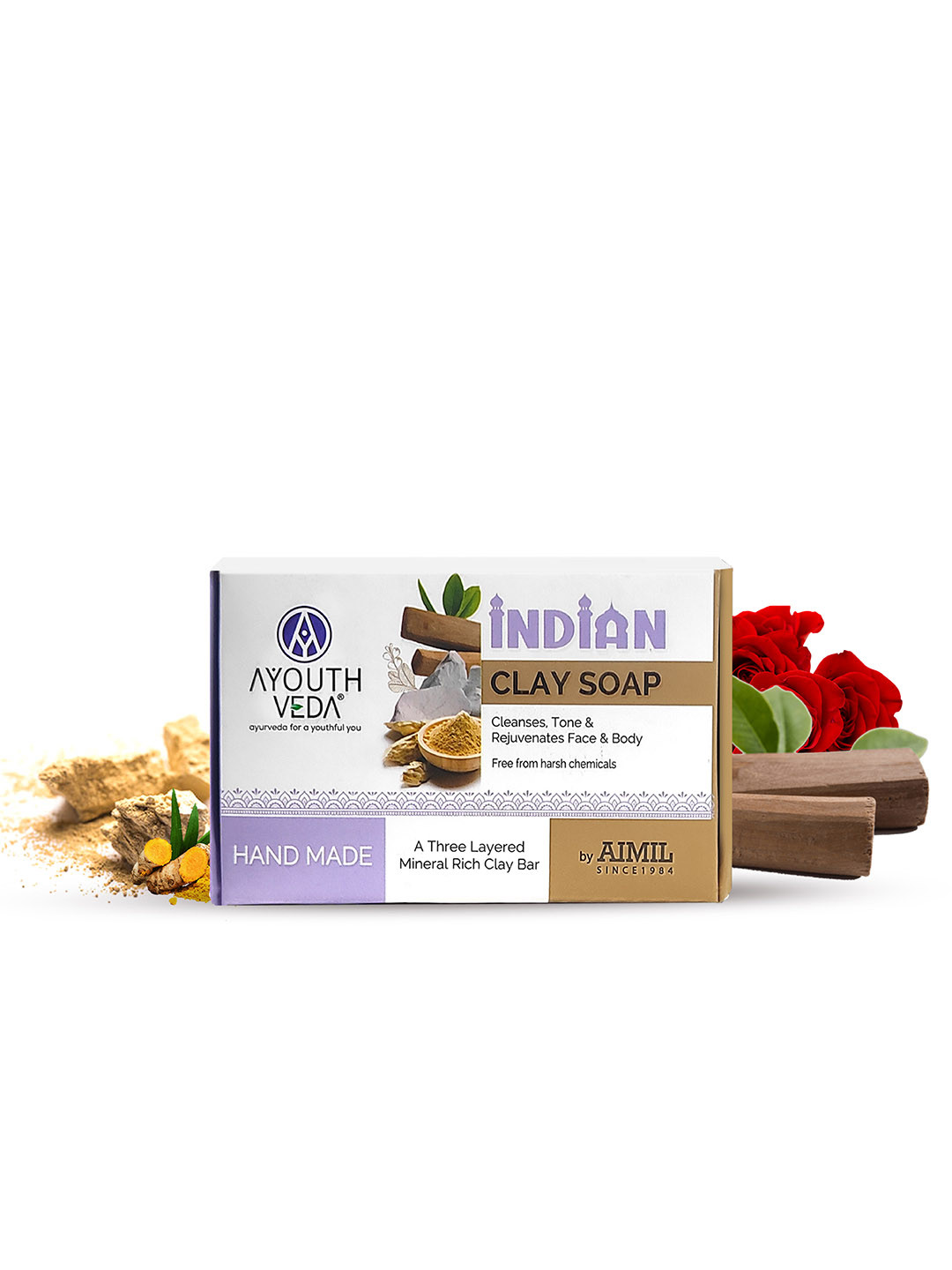 AYOUTHVEDA Brown Handmade Indian Clay Soap-110gm