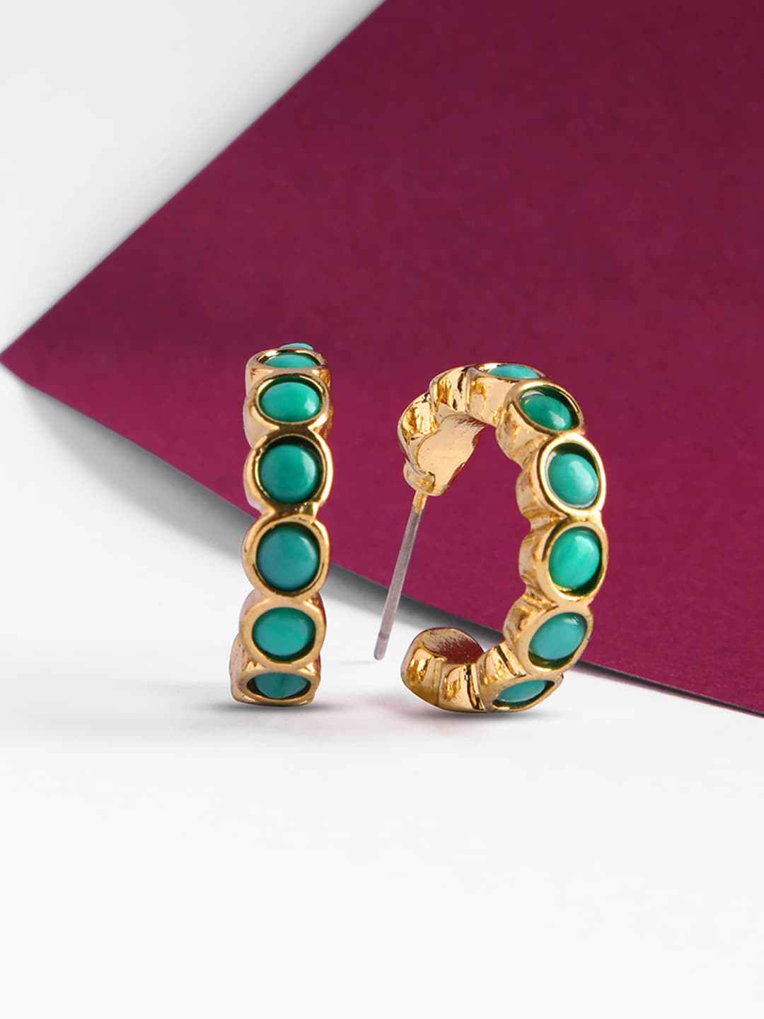 Accessorize Green Circular Half Hoop Earrings