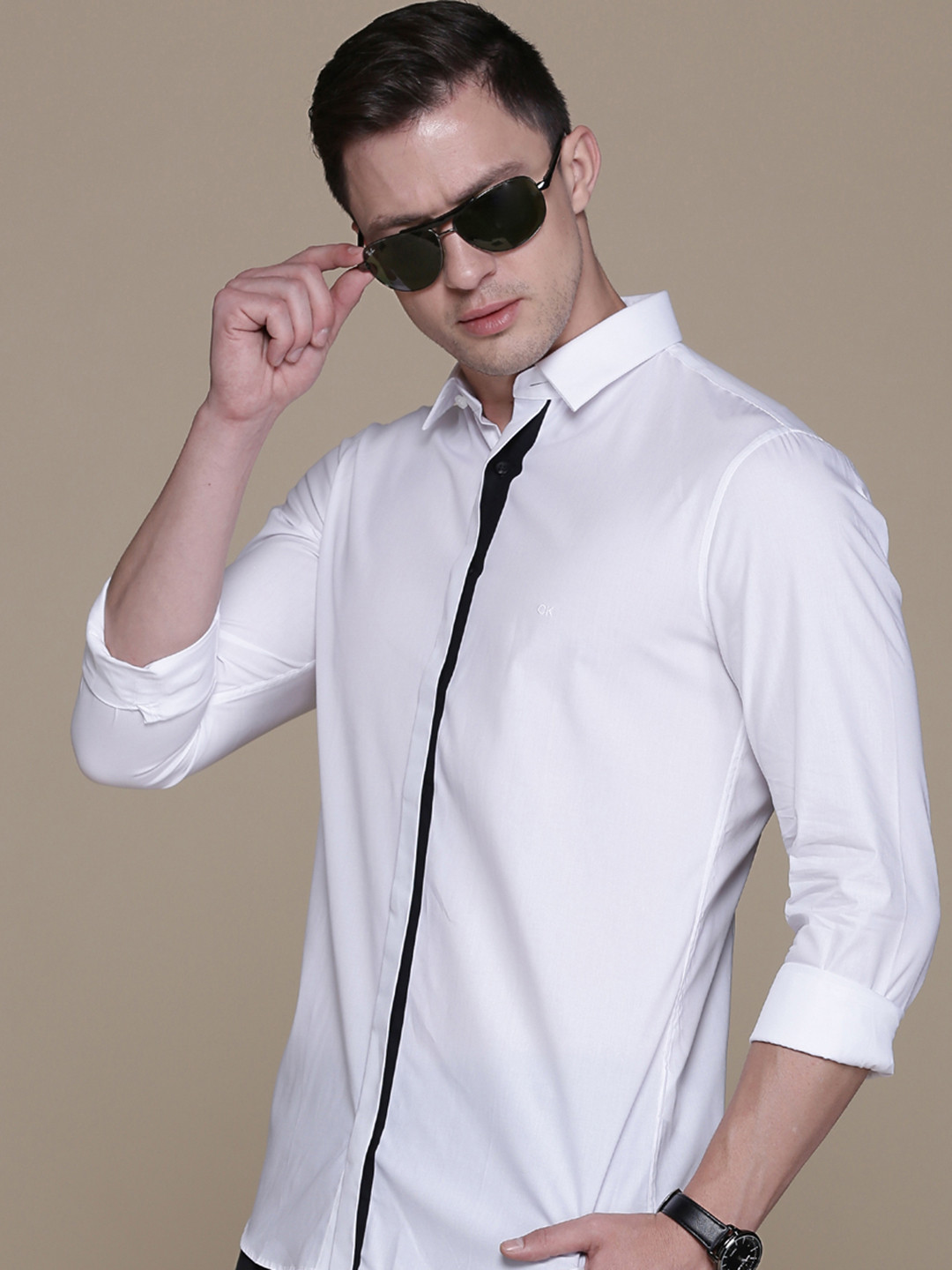Calvin Klein Jeans Men White Slim Fit Casual Shirt