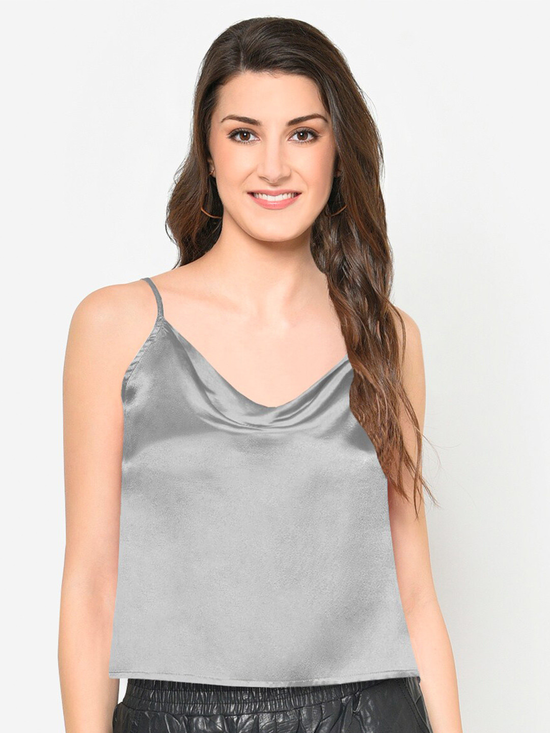 Martini Women Silver-Toned Satin Top