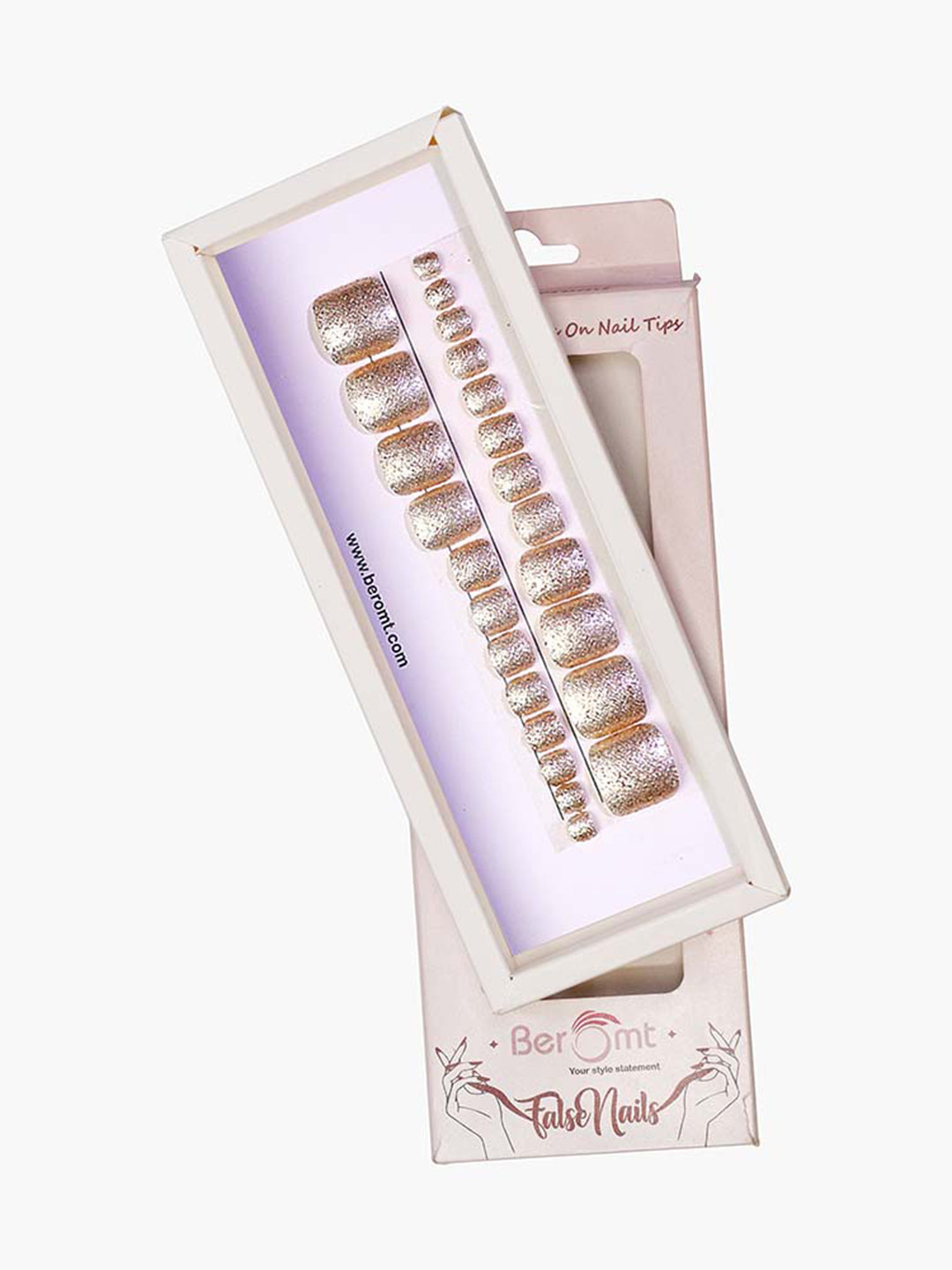 BEROMT 24 Pcs Long-Lasting Reusable Salon Finish Press On Toe Nails - Shade 245