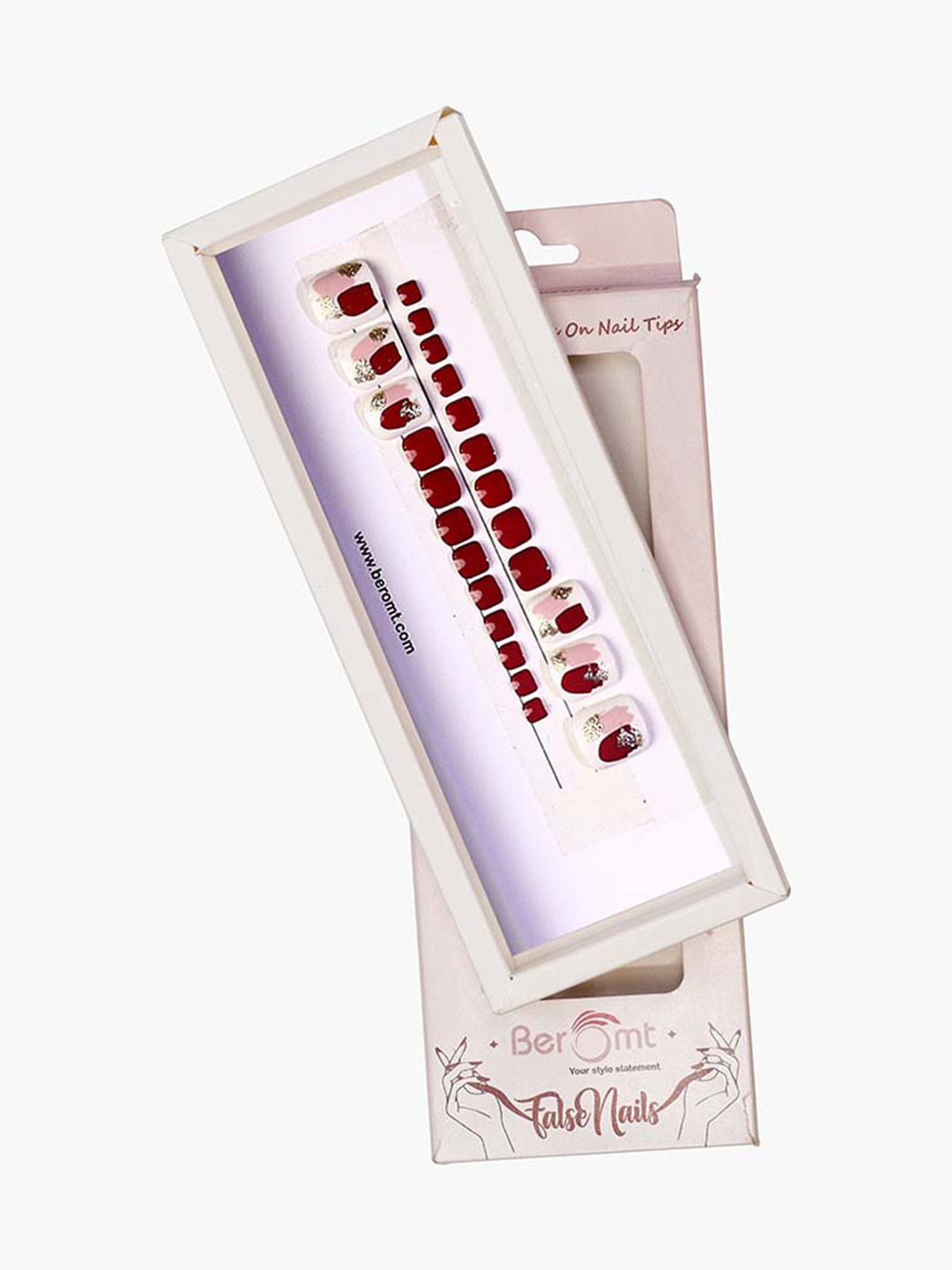 BEROMT 24 Pcs Long-Lasting Reusable Salon Finish Press On Toe Nails - Shade 238