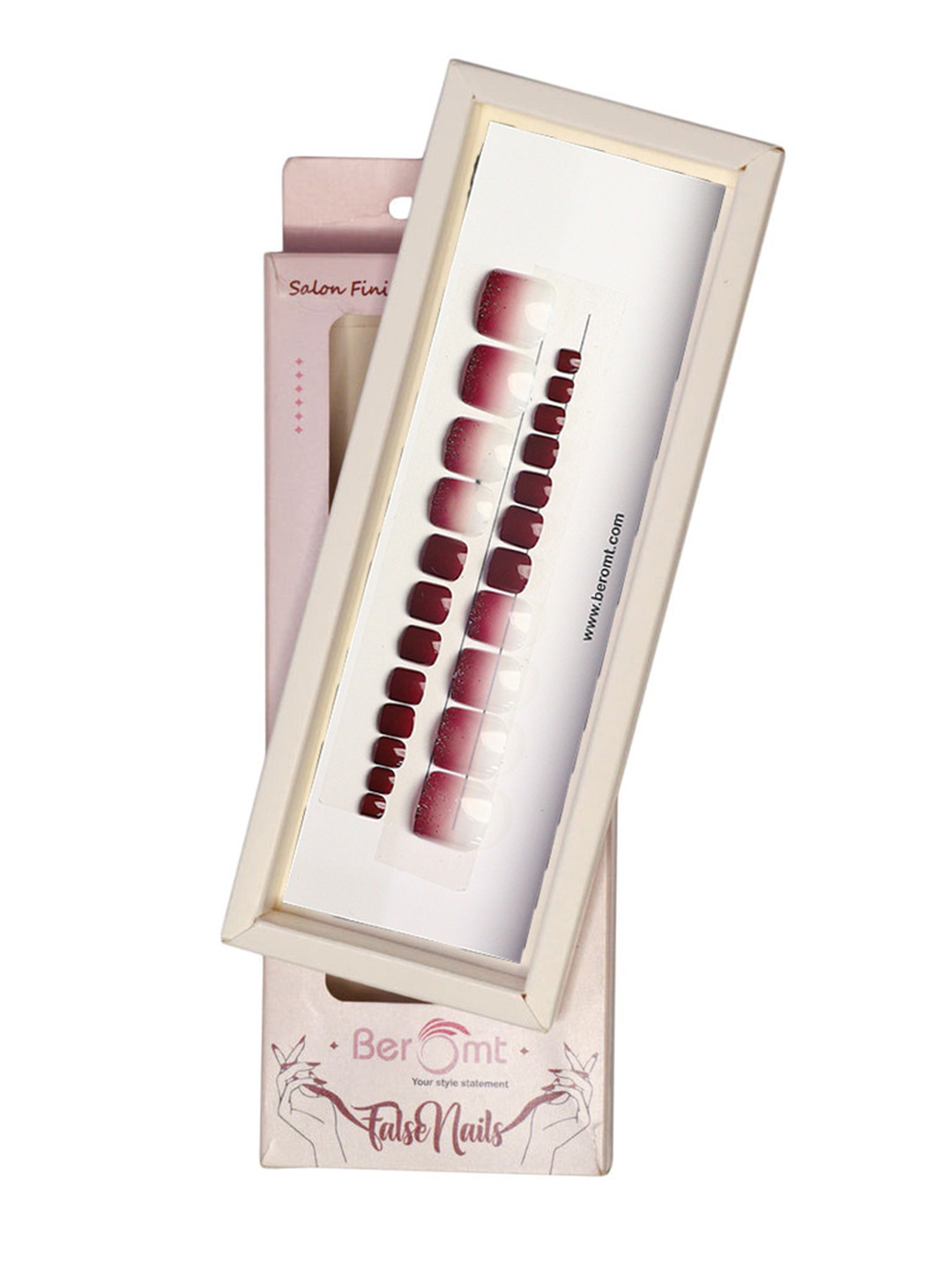 BEROMT Salon Finish Long-Lasting Reusable Press-On False Toe Nails Tips Kit - Shade 221