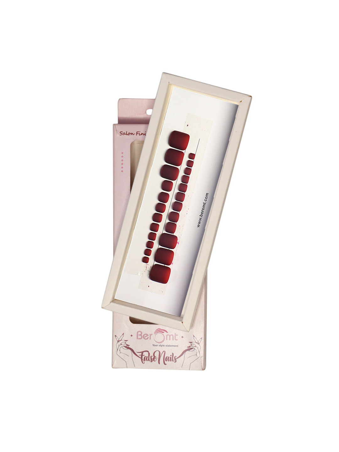 BEROMT Salon Finish Long-Lasting Reusable Press-On False Toe Nails Tips Kit - Shade 220