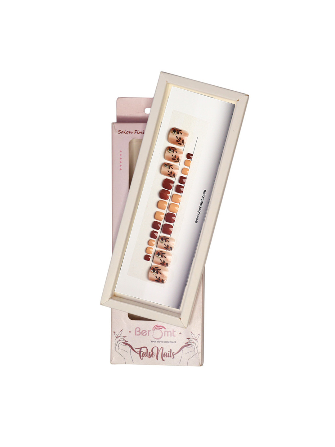 BEROMT Salon Finish Long-Lasting Reusable Press-On False Toe Nails Tips Kit - Shade 215