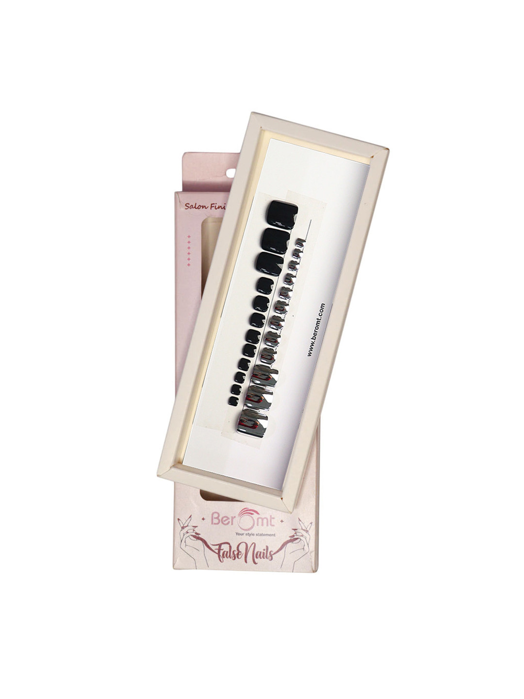 BEROMT Salon Finish Long-Lasting Reusable Press-On False Toe Nails Tips Kit - Shade 219