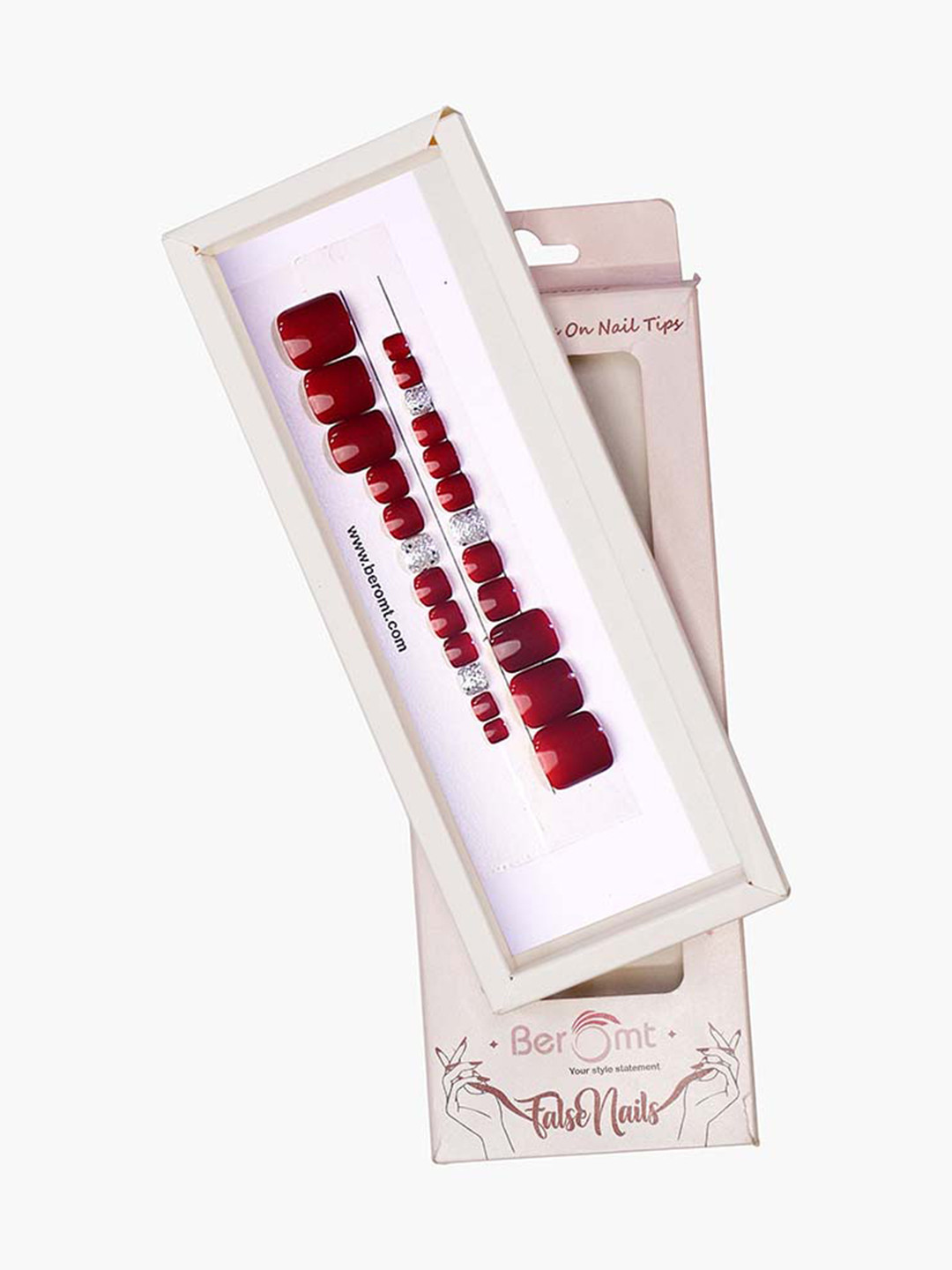 BEROMT 24 Pcs Long-Lasting Reusable Salon Finish Press On Toe Nails - Shade 247