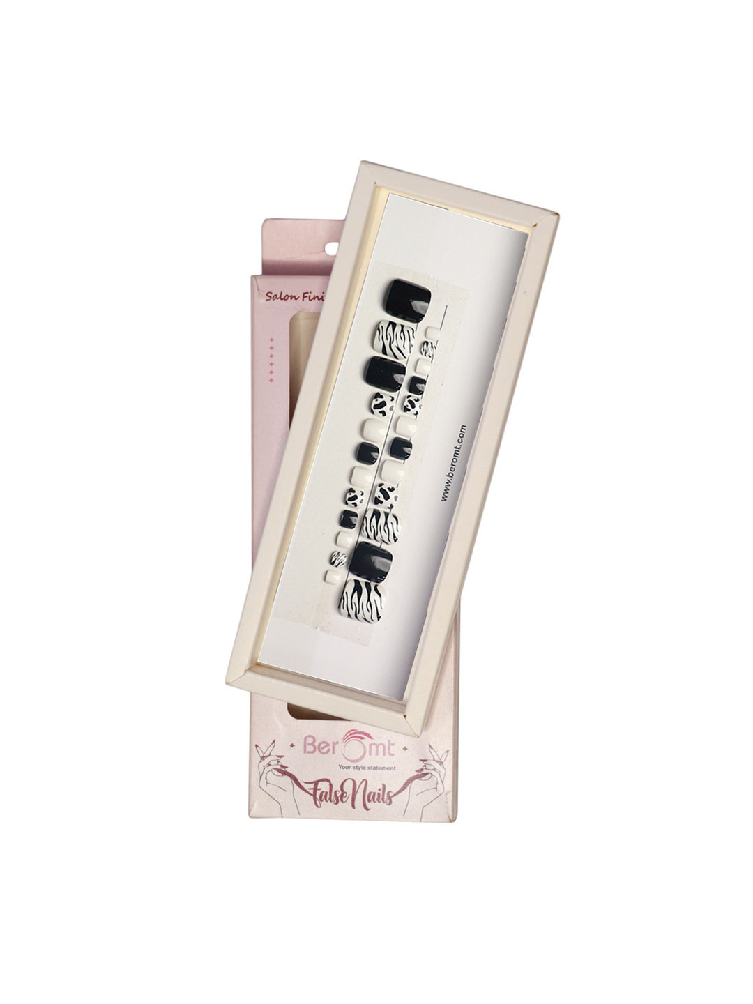 BEROMT 24 Pcs Long-Lasting Reusable Lightweight Salon Finish Press on Toe Nail Tips - 228