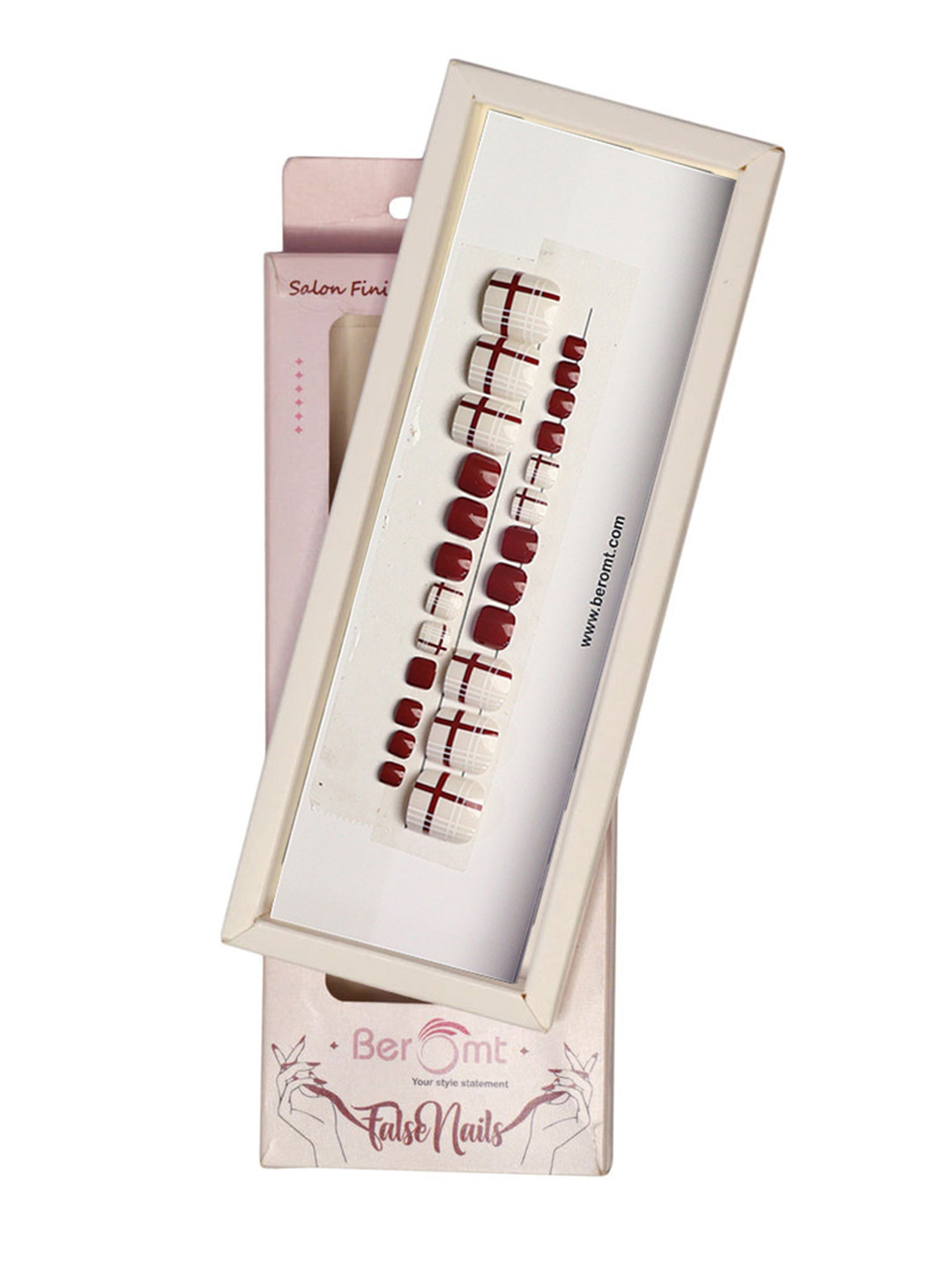 BEROMT 24 Pcs Long-Lasting Reusable Lightweight Salon Finish Press on Toe Nail Tips - 225