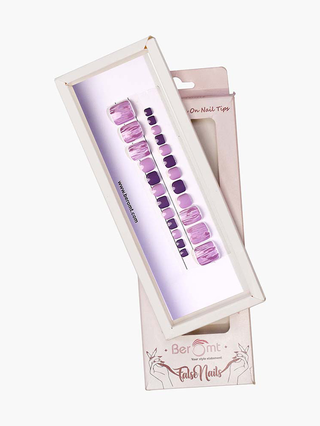 BEROMT 24 Pcs Long-Lasting Reusable Salon Finish Press On Toe Nails - Shade 240