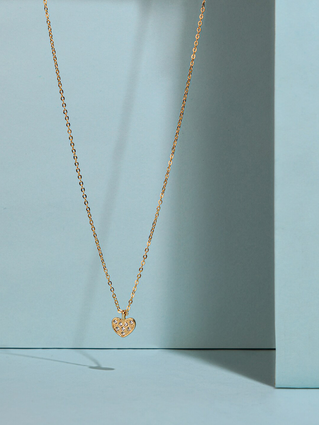 Accessorize London Gold-Toned & Silver-Toned Pave Heart Short Pendant Necklace