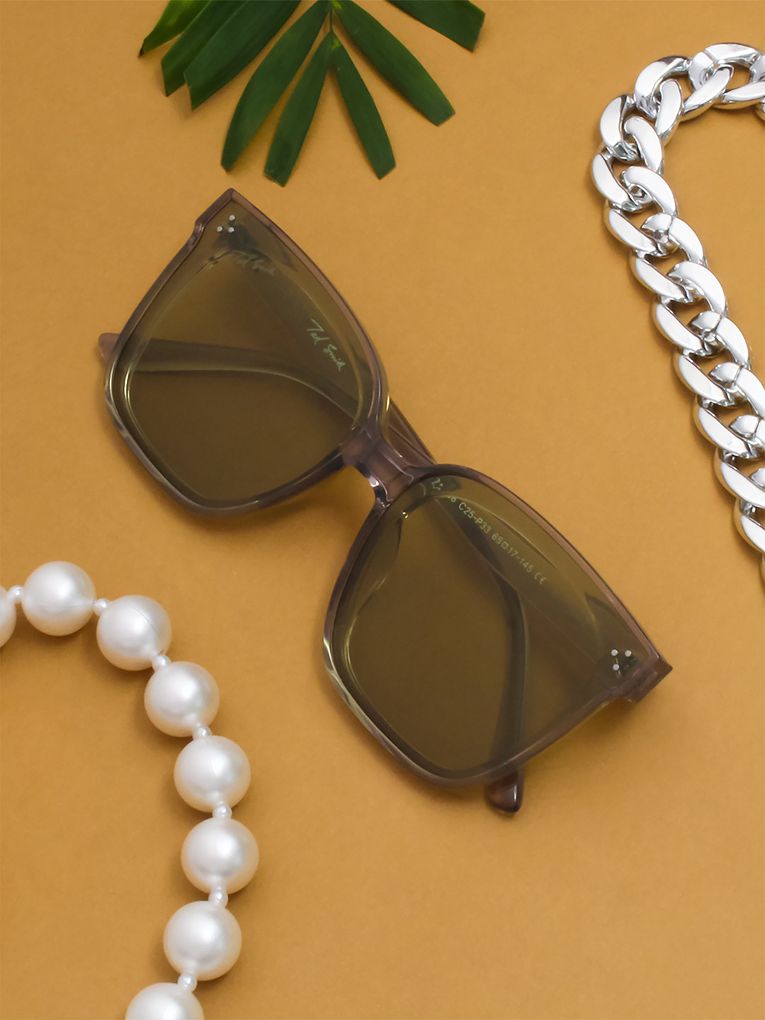 Ted Smith Unisex Grey-Green Square Sunglasses With Polarized Lens