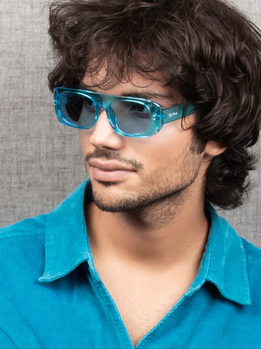 Ted Smith Unisex Blue Square Sunglasses With Polarized Lens