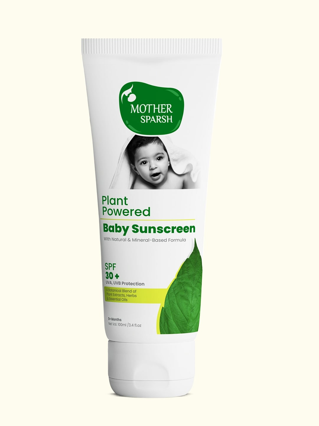 Mother Sparsh Infant Plant Powered SPF 30+ Baby Skin Natural & Mineral Sunscreen - 100 ml