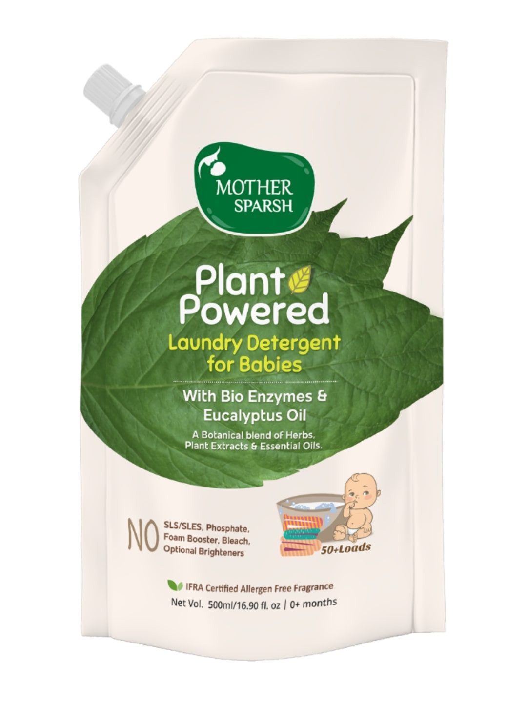 Mother Sparsh Baby Plant Powered Laundry Liquid Detergent Refill Pack - 500 ml