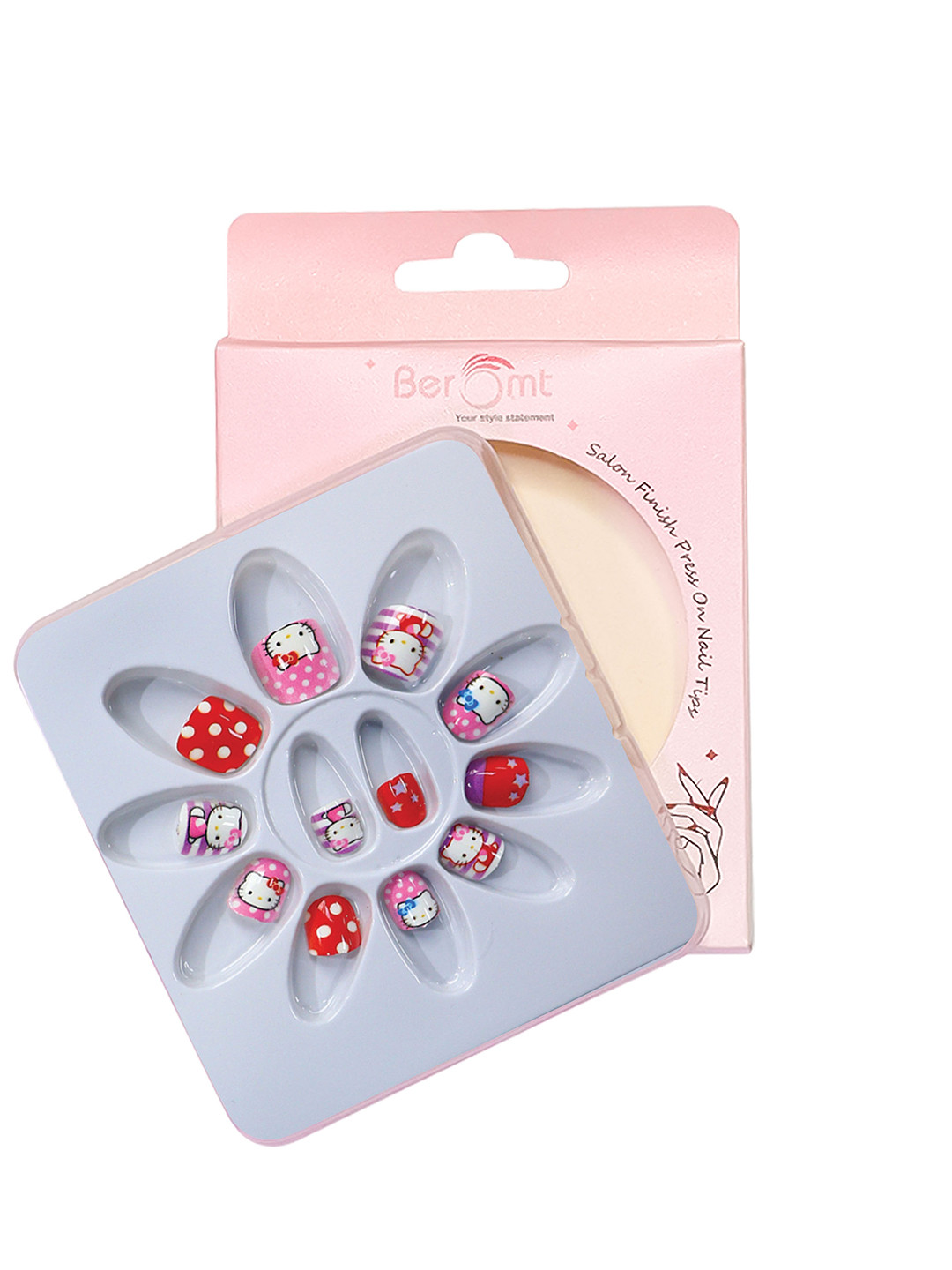 BEROMT Girls Salon Finish Press-On False Nail Tips Kit - Shade 54