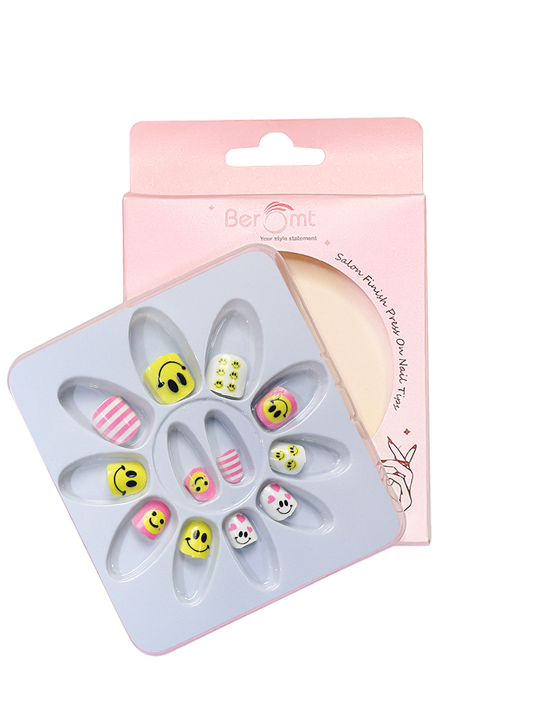 BEROMT Girls Salon Finish Press-On False Nail Tips Kit - Shade 39