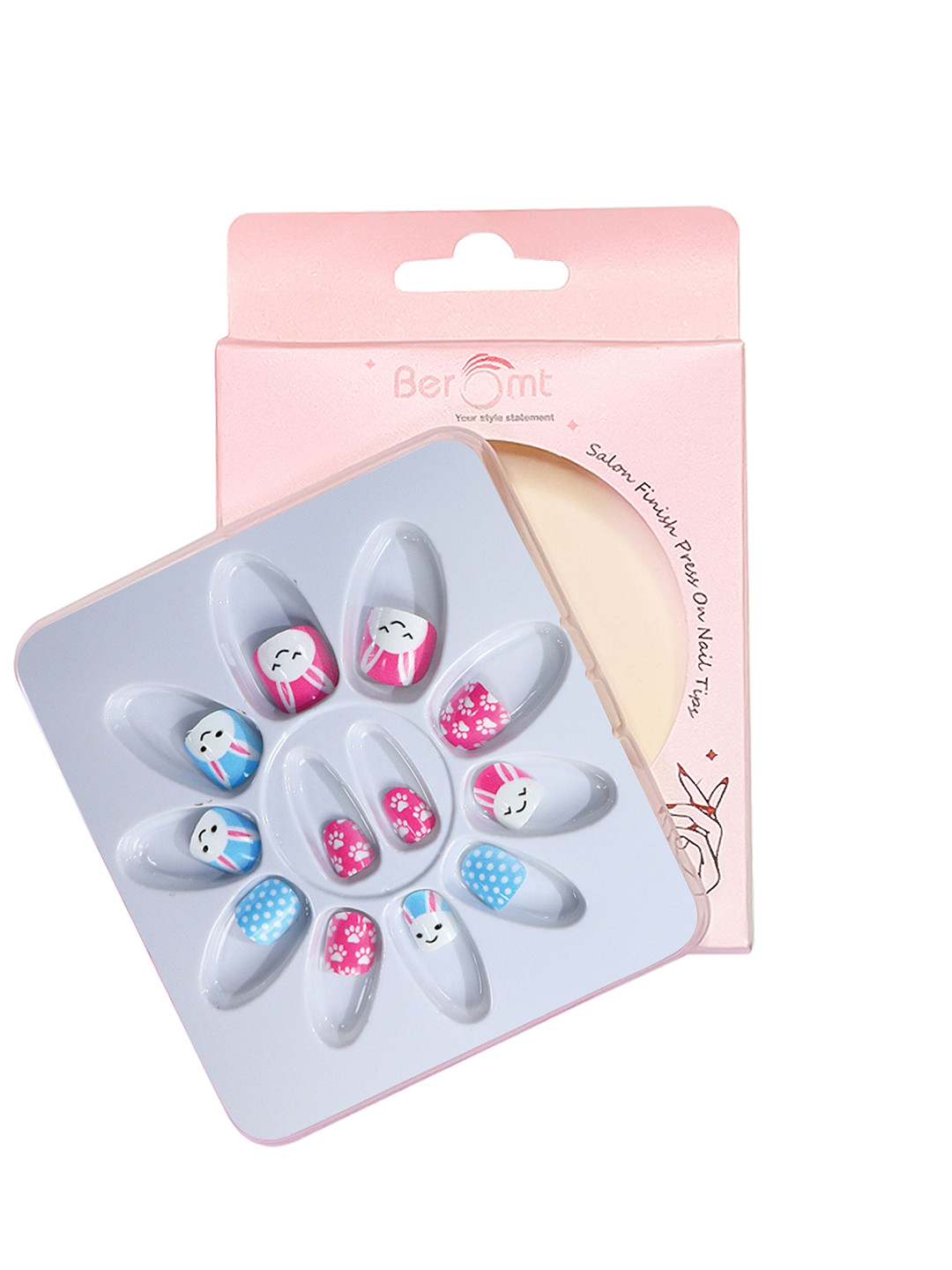 BEROMT Girls Salon Finish Press-On False Nail Tips Kit - Shade 52