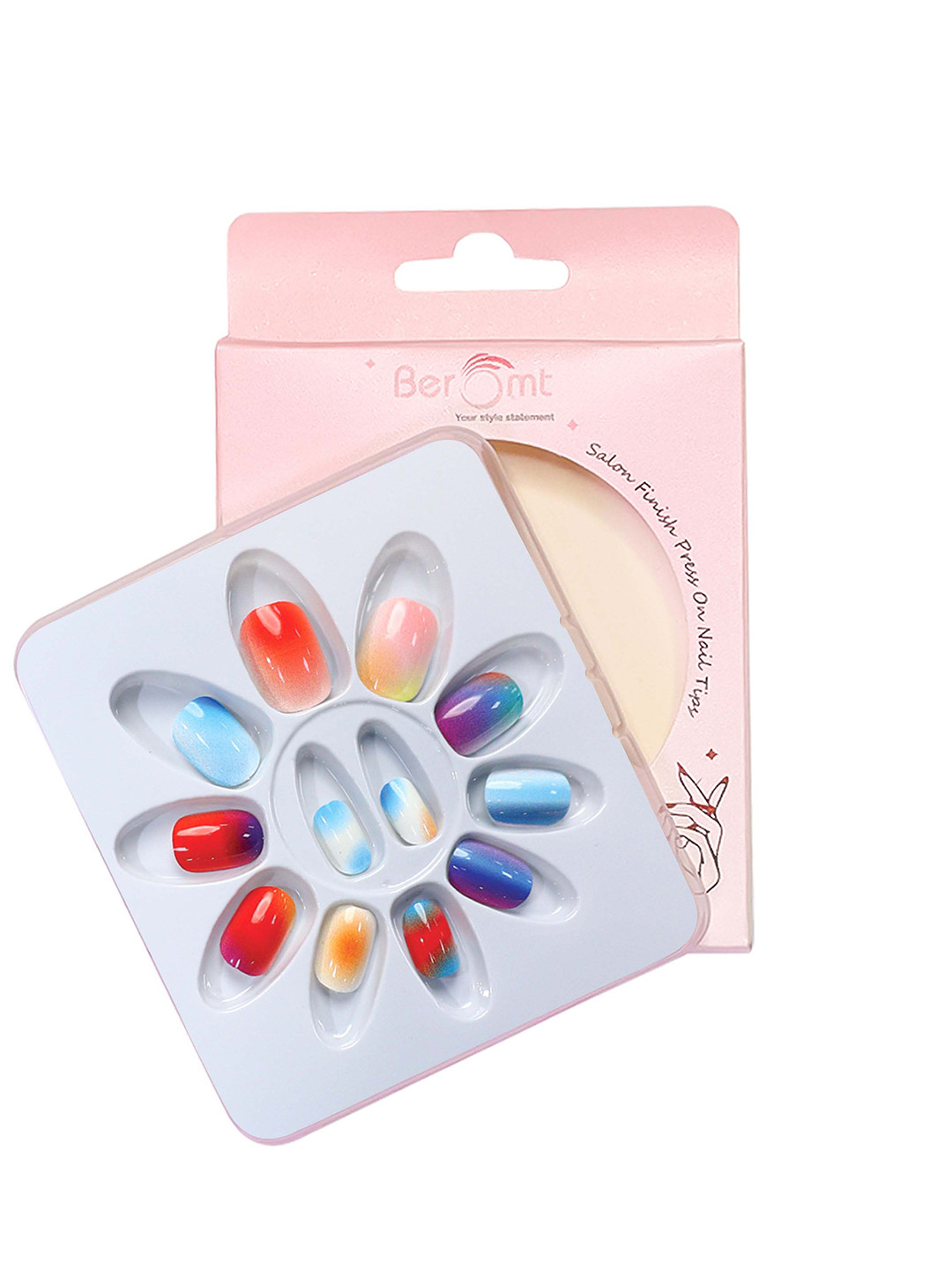 BEROMT Girls Salon Finish Press-On False Nail Tips Kit - Shade 33