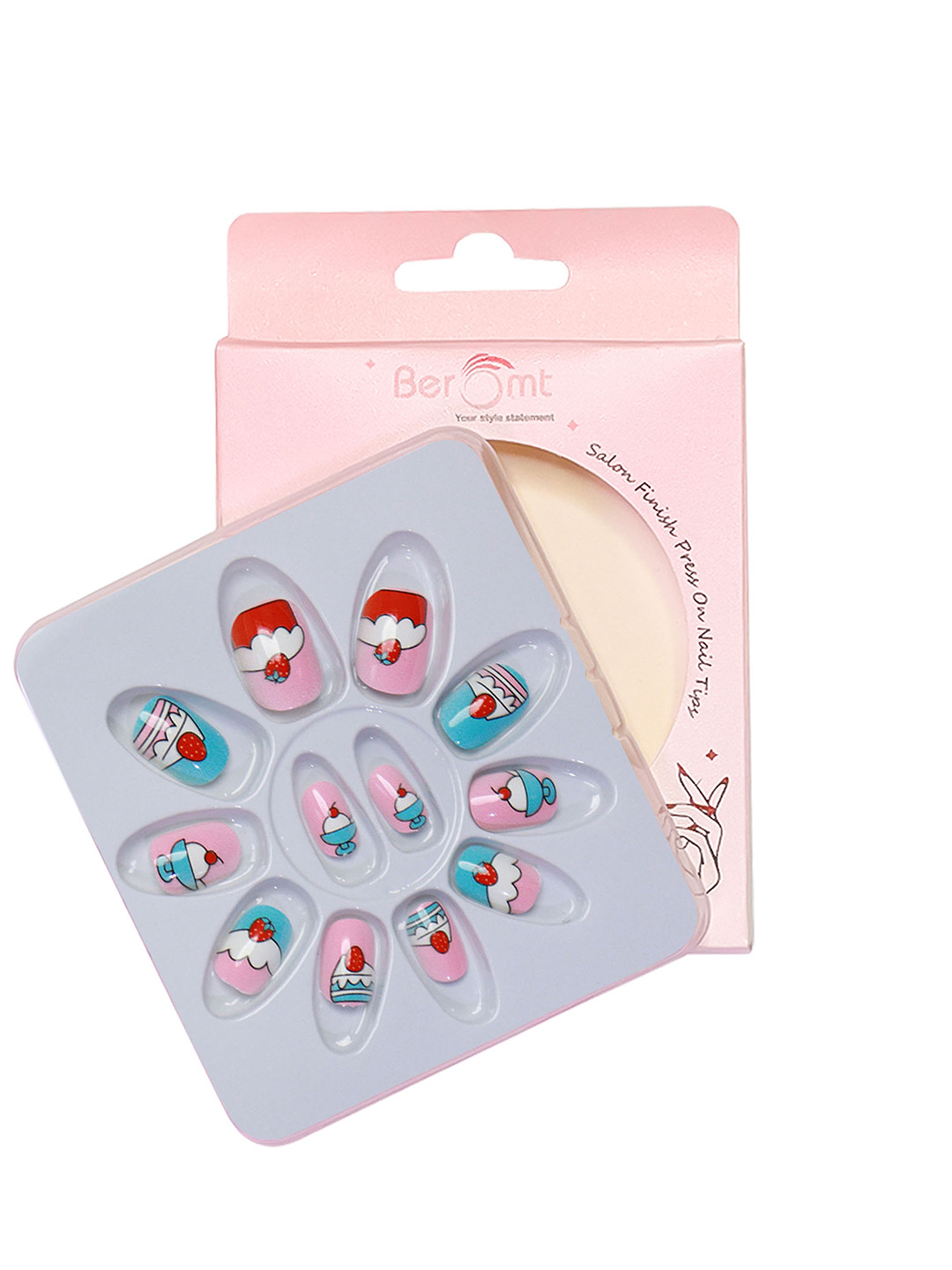 BEROMT Girls Salon Finish Press-On False Nail Tips Kit - Shade 29