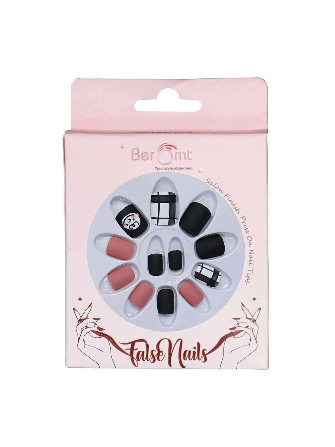 BEROMT Girls Salon Finish Peanuts Print Press-On False Nail Tips Kit - Shade 30