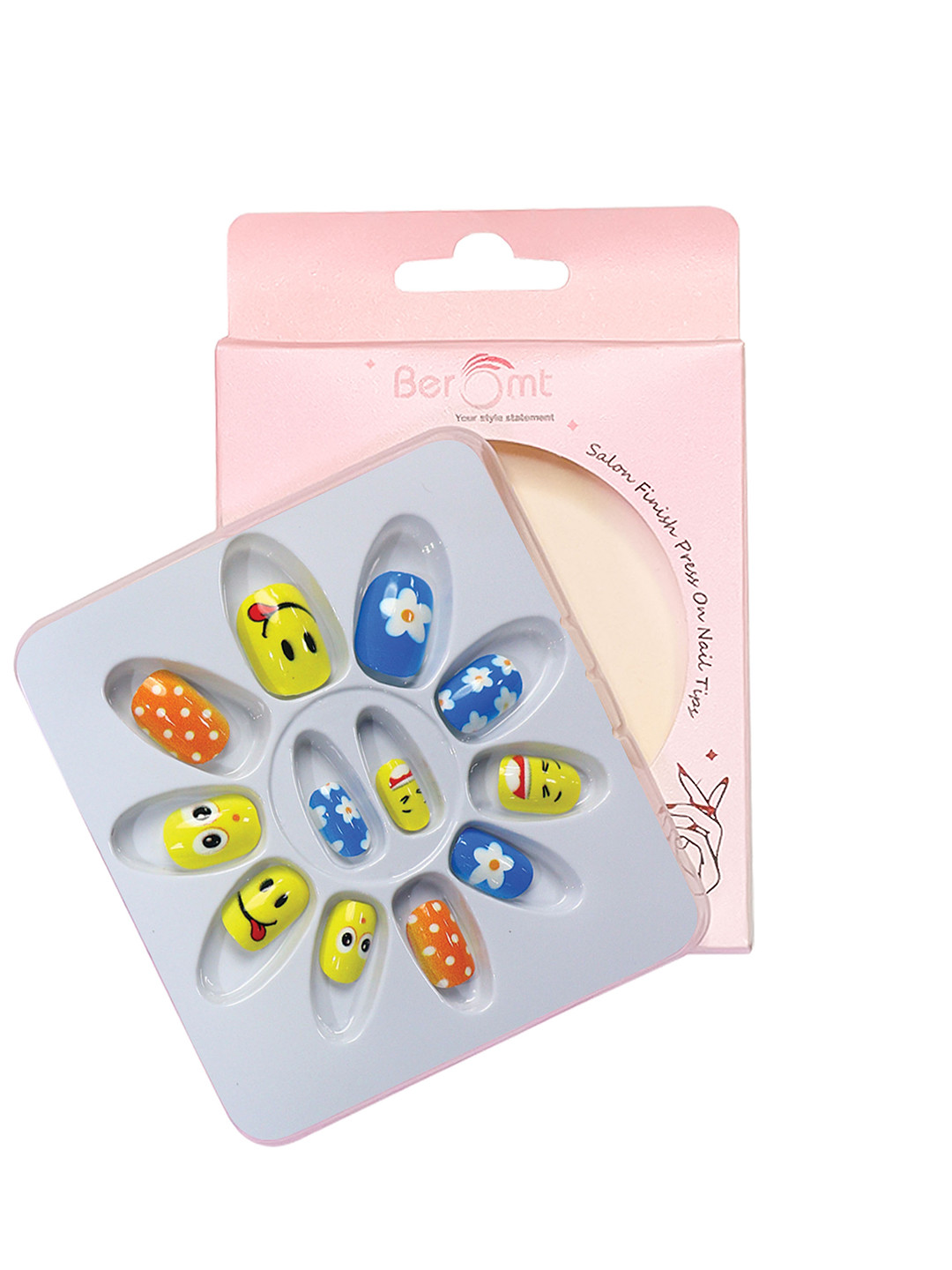 BEROMT Girls Salon Finish Press-On False Nail Tips Kit - Shade 47