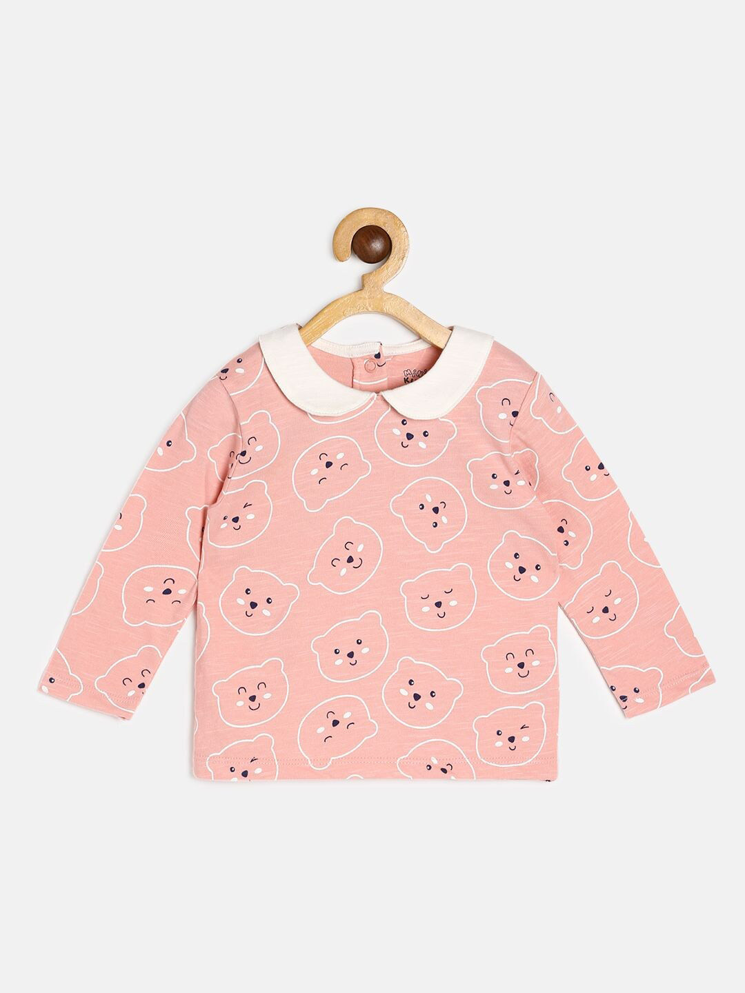 MINI KLUB Pink Print Peter Pan Collar Organic Cotton Top