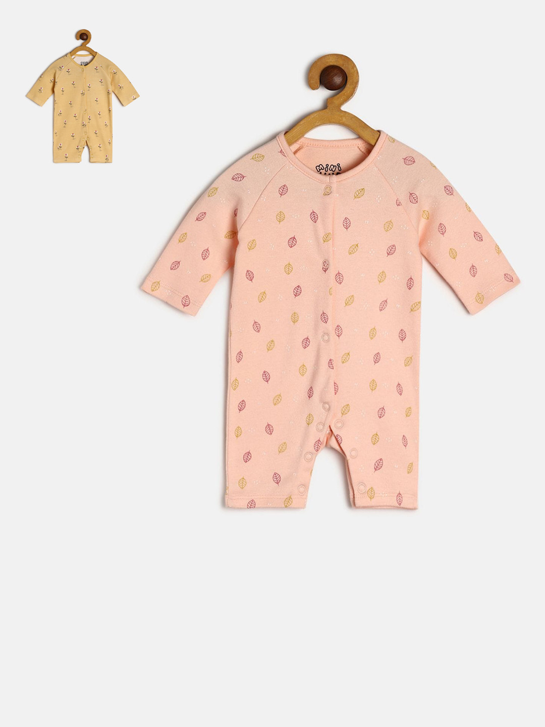 MINI KLUB Girls Pack Of 2 Printed Pure BCI Cotton Rompers