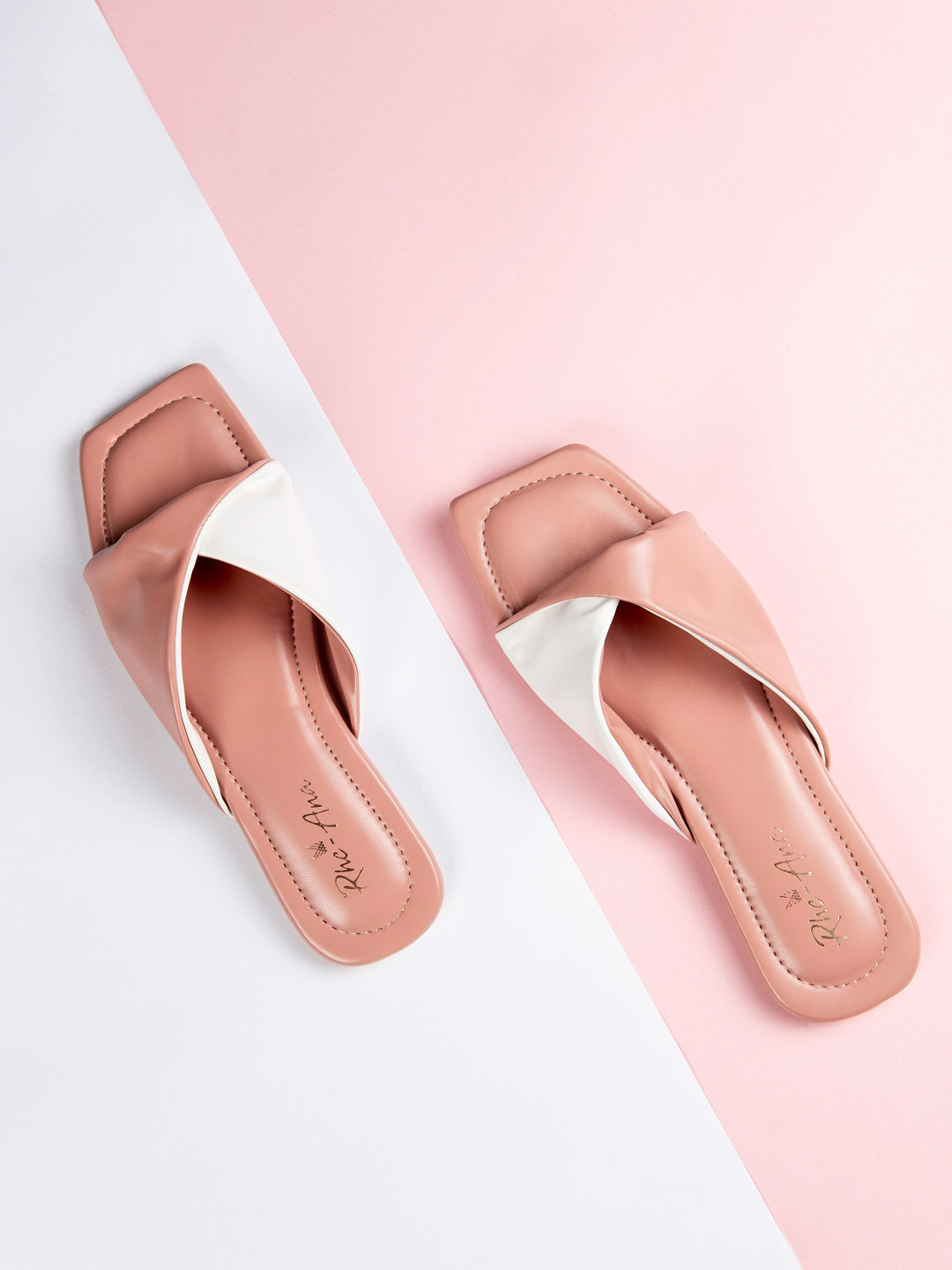 Rhe-Ana Women Pink Colourblocked Open Toe Flats