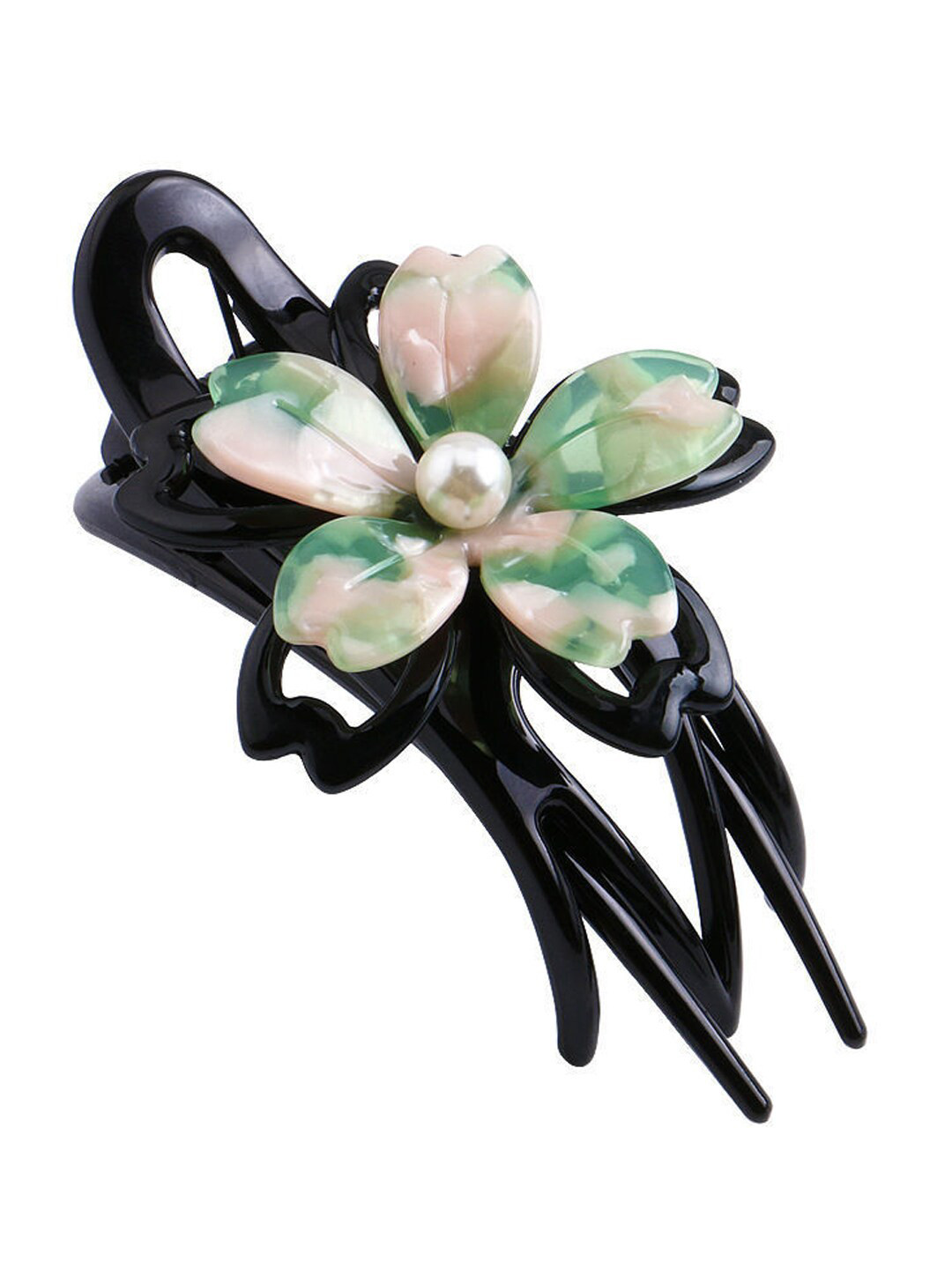 MIZORRI Women Green & Black Embellished French Barrette