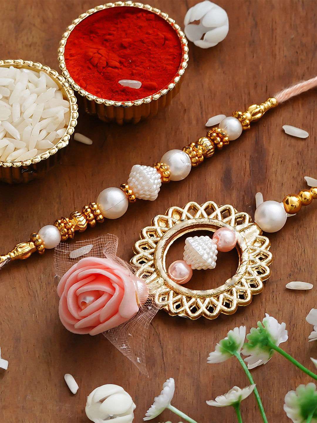 eCraftIndia 2 Pieces Multicolored Bhaiya Bhabhi Rakhi Combo