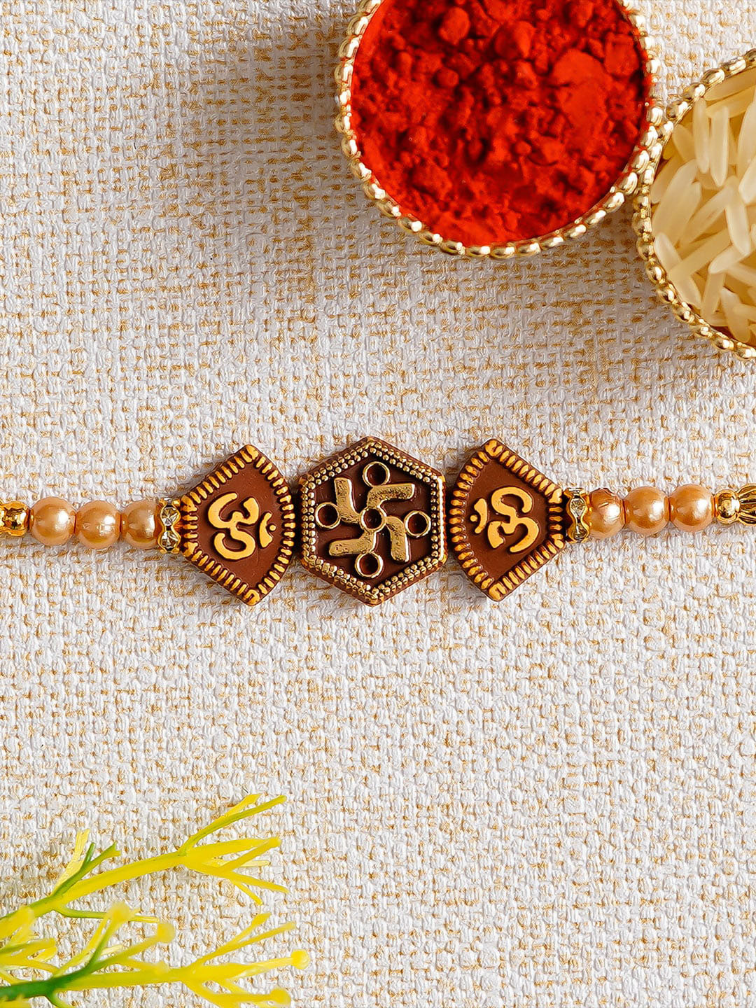 eCraftIndia Swastik Bhai Rakhi and Roli Chawal Pack