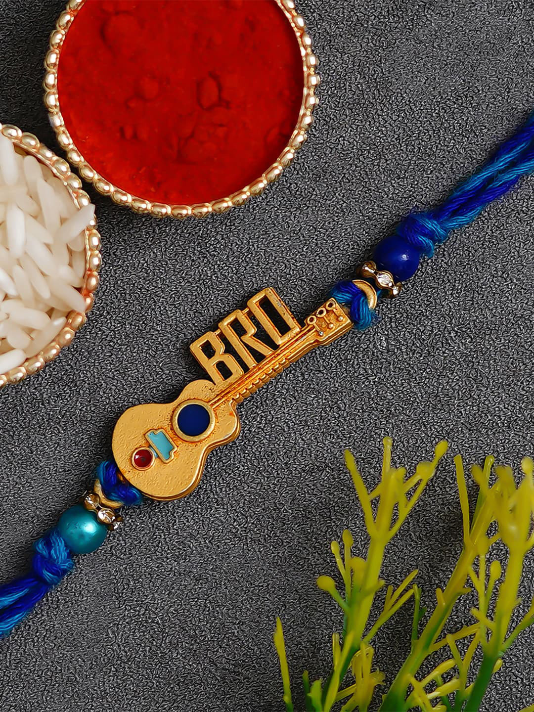 eCraftIndia Guitar Theme Bhai Rakhi and Roli Chawal Pack