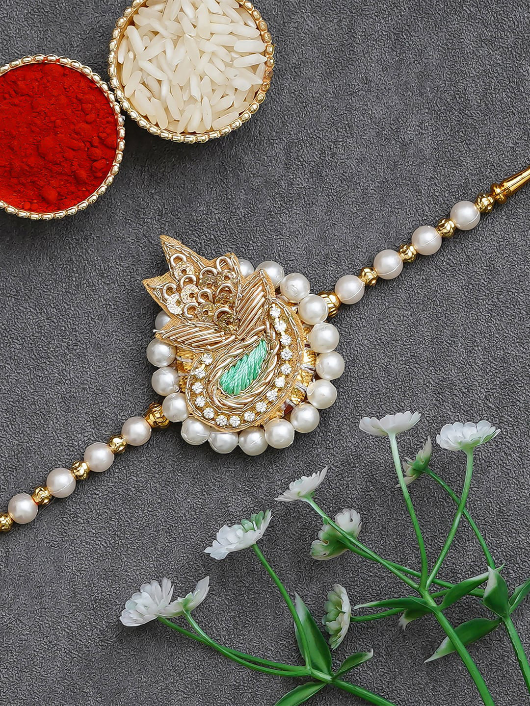 eCraftIndia Designer Rakhi and Roli Chawal Pack