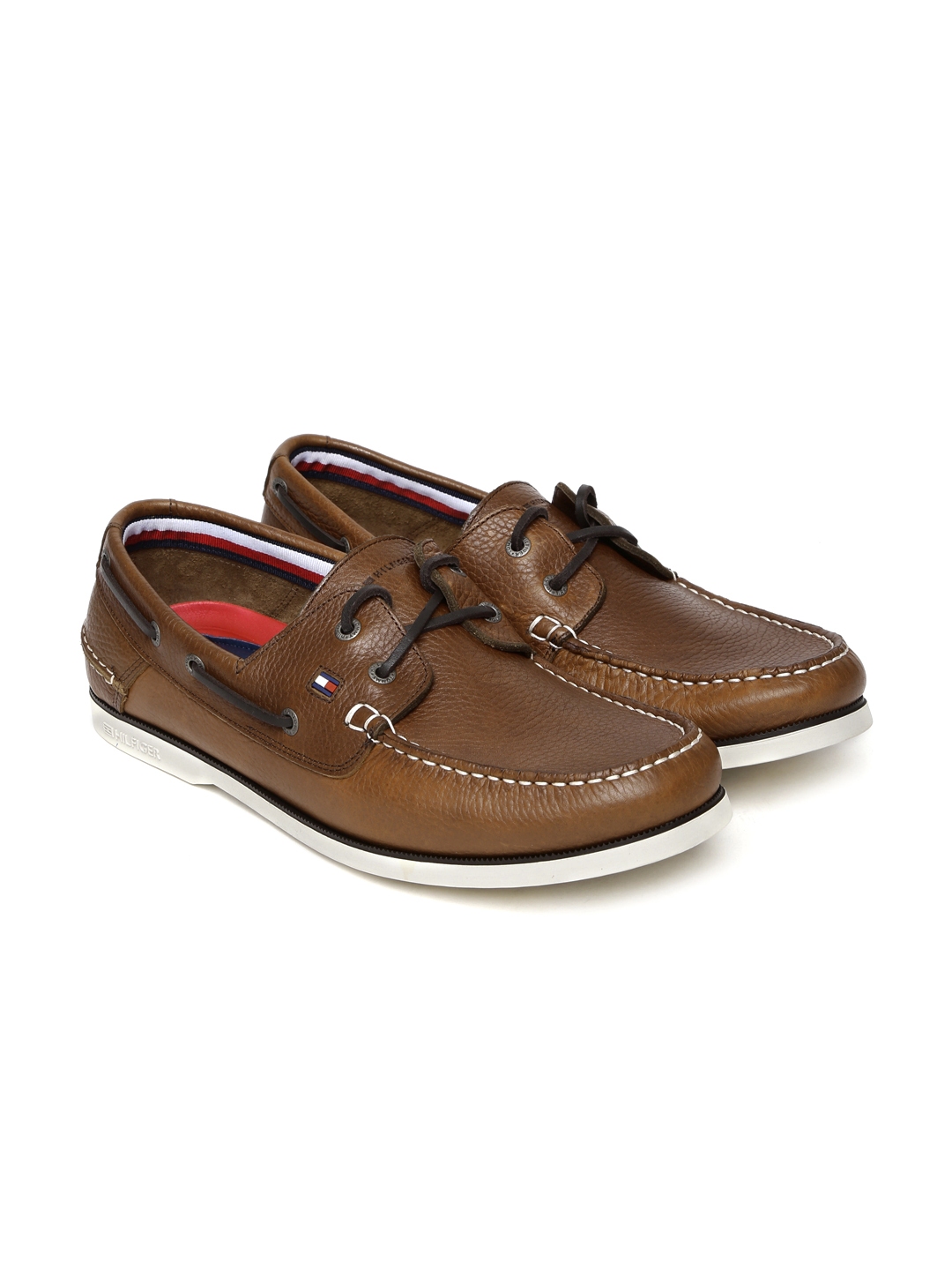 Tommy Hilfiger leather boat shoe in brown