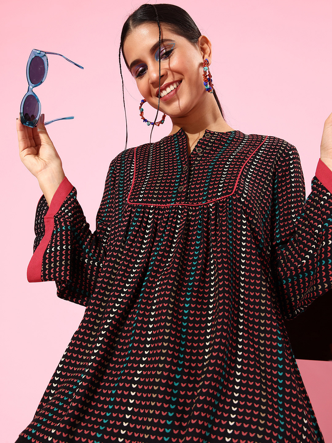 Style Quotient Women Gorgeous Black Viscose Rayon Indie Gal Tunic