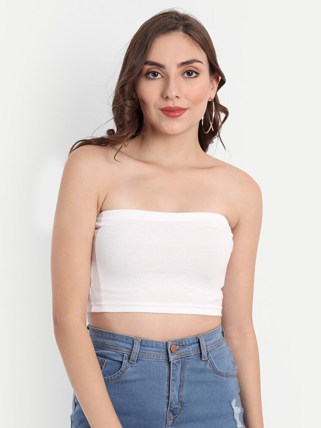 Emprall White Tube Crop Top